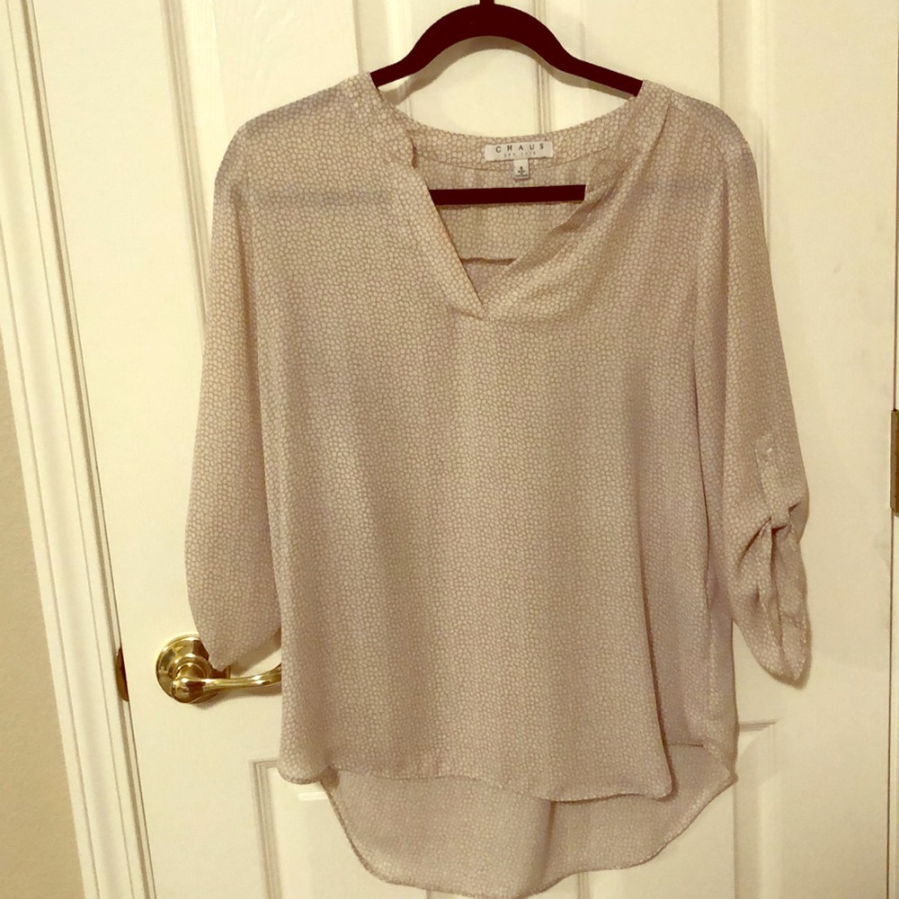 Simple print cream blouse